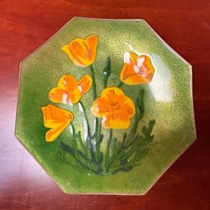 Annemarie Davidson California Poppies Handcrafted Copper Enamel Plate